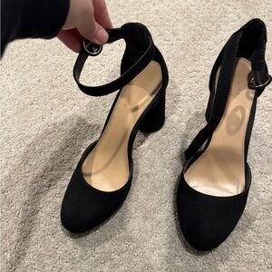 Lauren Conrad Black Suede Women's Heels with Ankle Straps